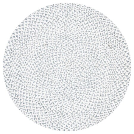 Safavieh 4 x 4 ft. Braided Hand Loomed Round Area Rug; Silver & Ivory BRD801G-4R